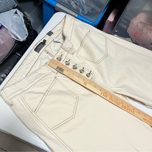 Torrid Crop Wide Leg Classic Denim High-Rise Jeans Pants Cream Khaki 16 O - Picture 7 of 8